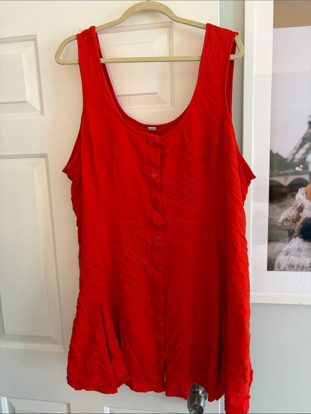 Red Sleeveless Button-Front Women's Tank Dress LIKE NEW